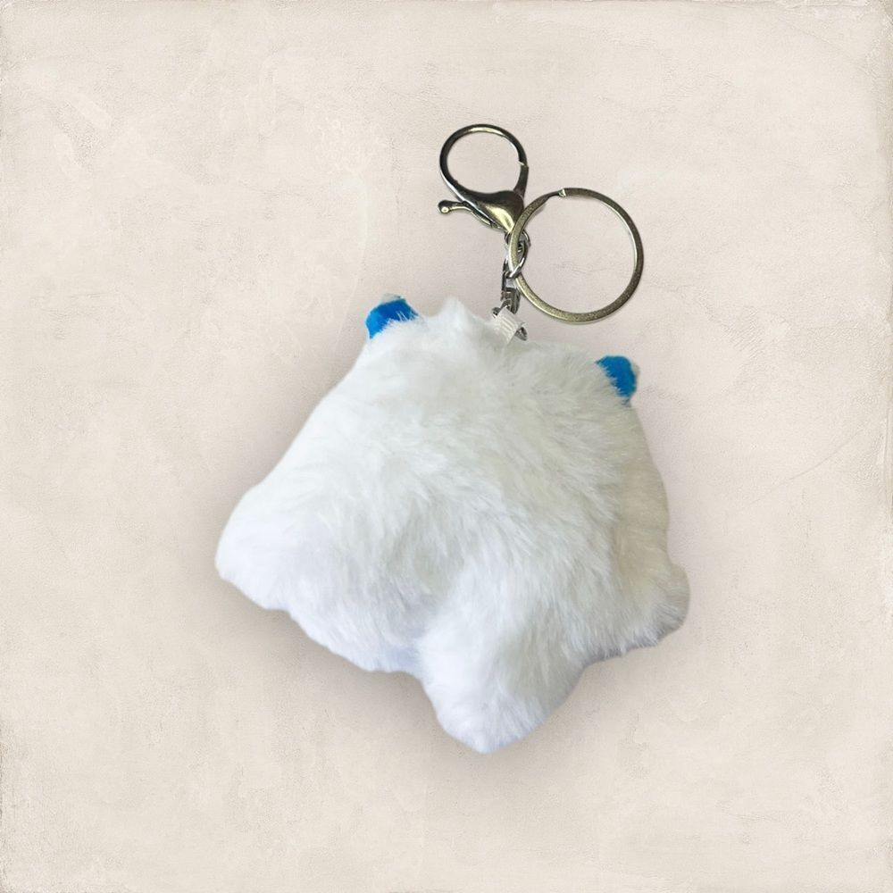 🟢White Fluffy Stuffed One Eye Monster Key Chain Bag Charm Accessory - Picture 2 of 2